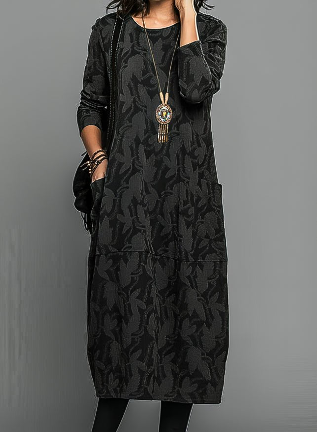 Leah | Floral Winter Dress with Pockets for Women
