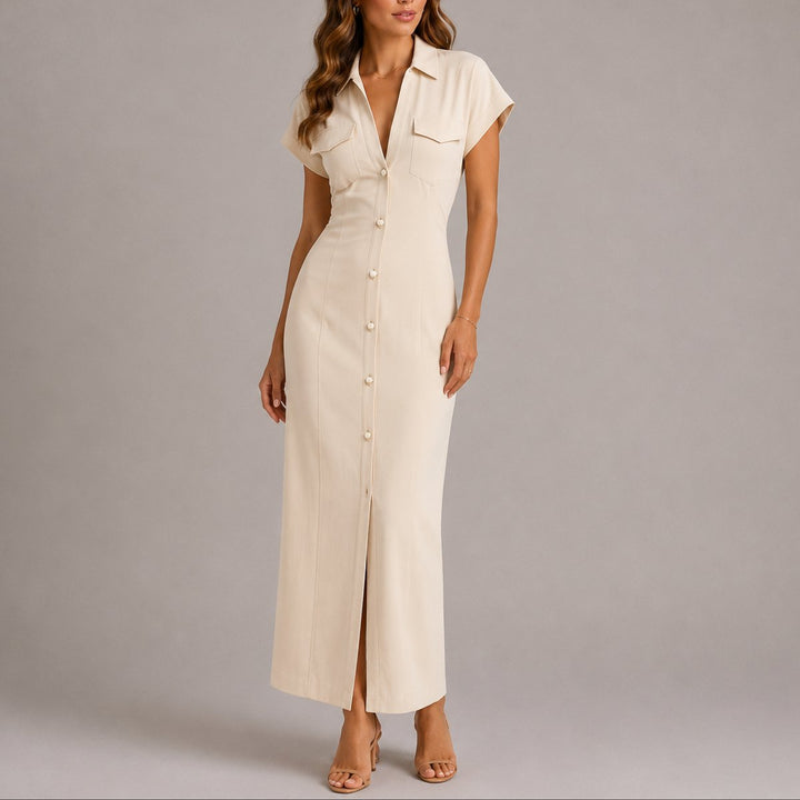 Freya | Elegantes gerafftes Maxikleid für Damen