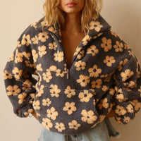 Celestine | Maglione oversize in caldo pile effetto orsacchiotto con motivo floreale