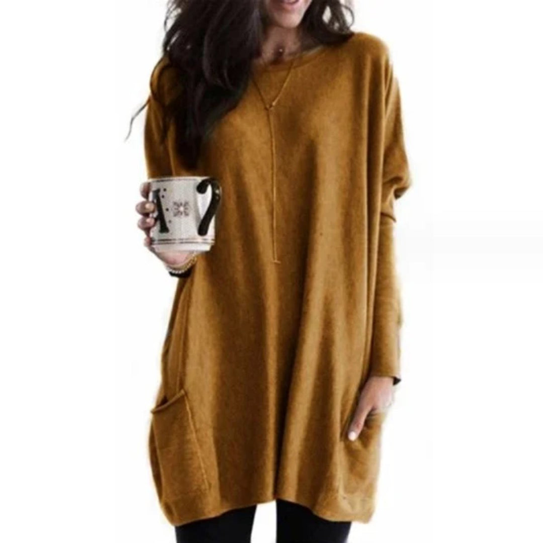 Aurelia | Oversized Pocket Long-Sleeve Tunic Sweater