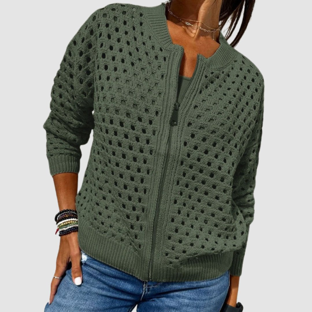 Aveline | Hohlgestrickter Reißverschluss-Cardigan