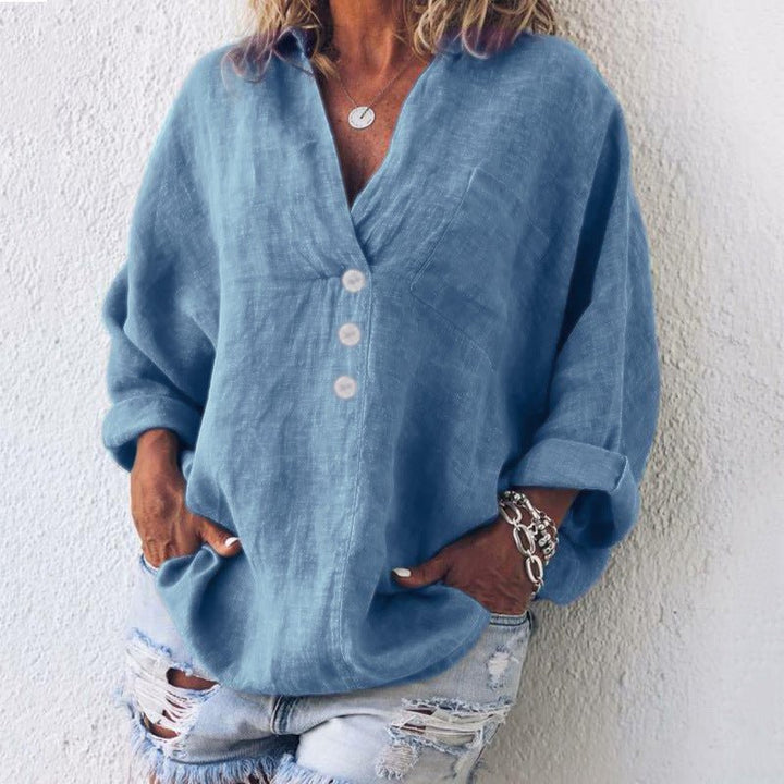 Luna | Linen Blend Pullover with Stylish Button Detailing
