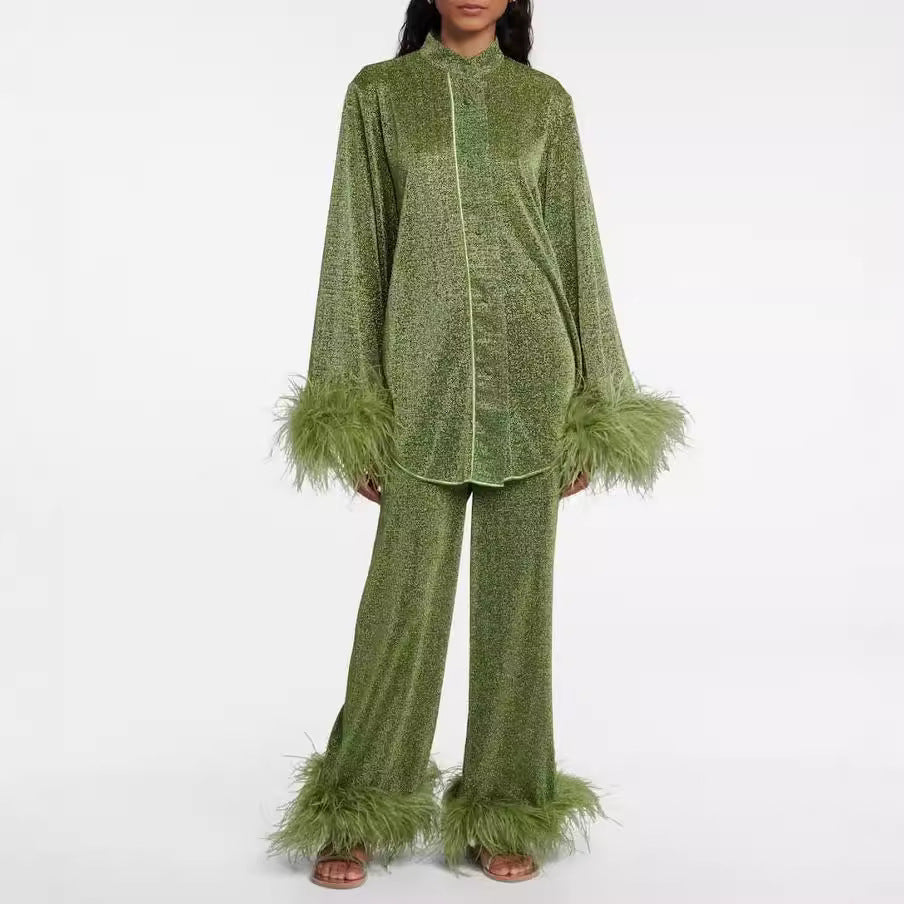 Colette | Completo elegante con pantaloni e capo a maniche lunghe con bottoni sul davanti