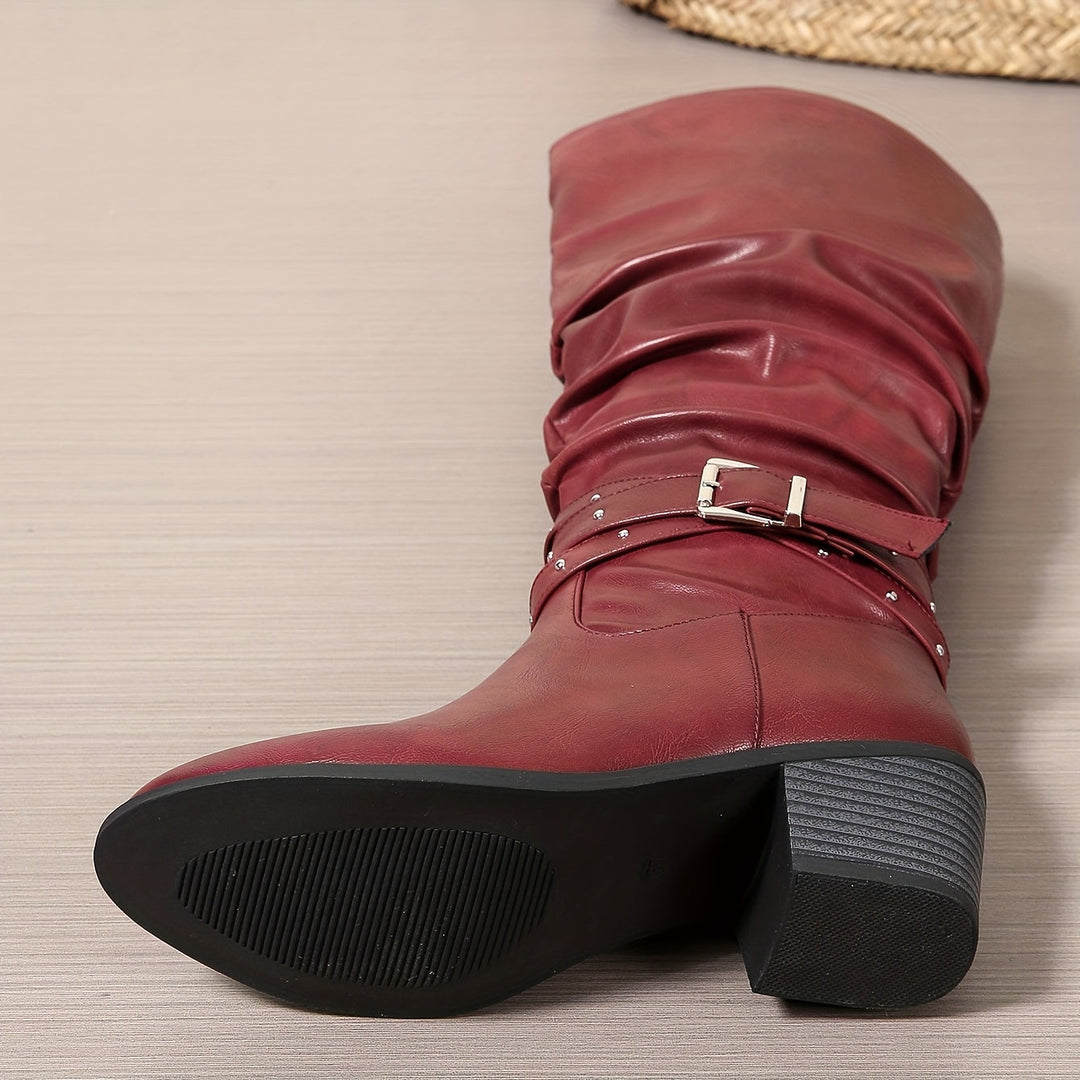 Velmira | Lässige Slouchy-Stiefel für Damen mit knöchelhohem Schaft und Blockabsatz