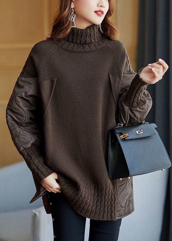 Hailey | Patchwork Sweater – Relaxed Fit with Turtleneck