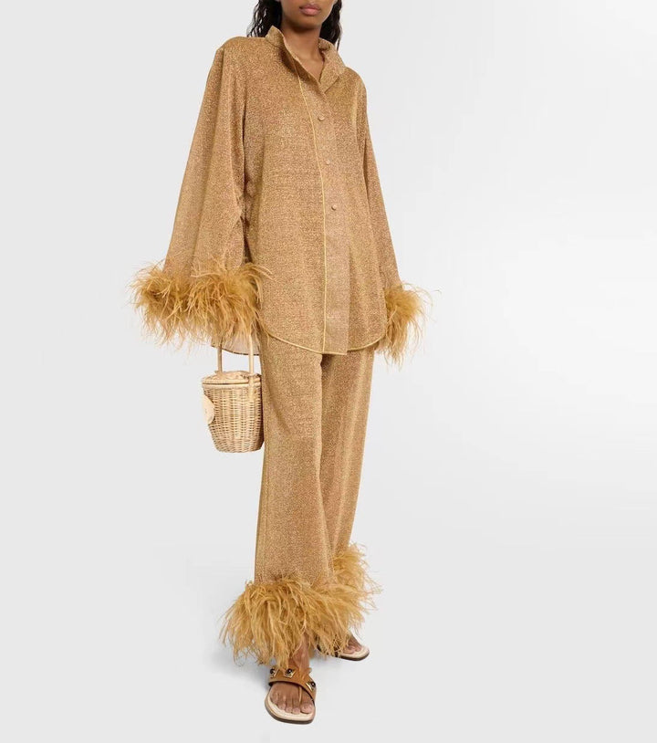 Colette | Completo elegante con pantaloni e capo a maniche lunghe con bottoni sul davanti
