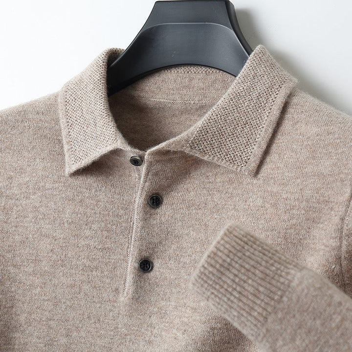 Eldridge | Maglione polo in cotone lavorato a maglia a maniche lunghe