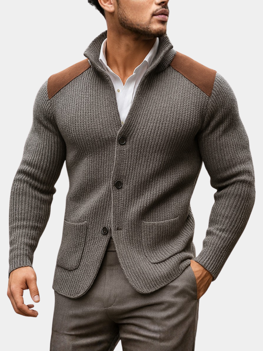 Julien | Strukturierter Strickblazer für Herren mit Velourslederdetails