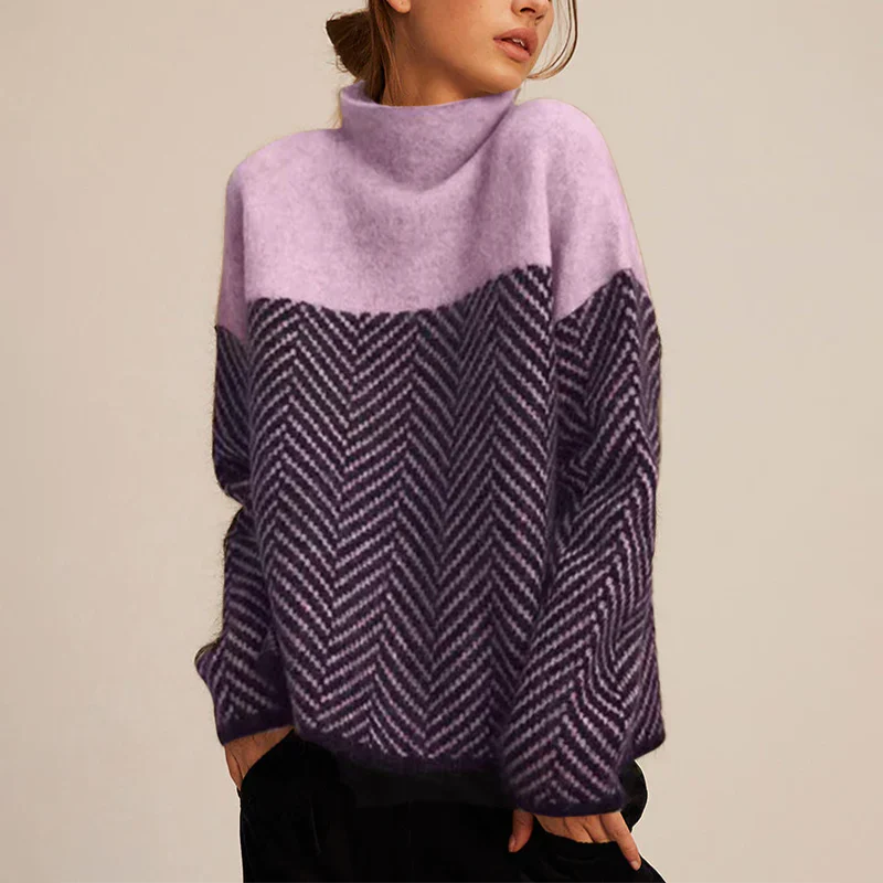 Seraphina | Maglione a collo alto in maglia chevron