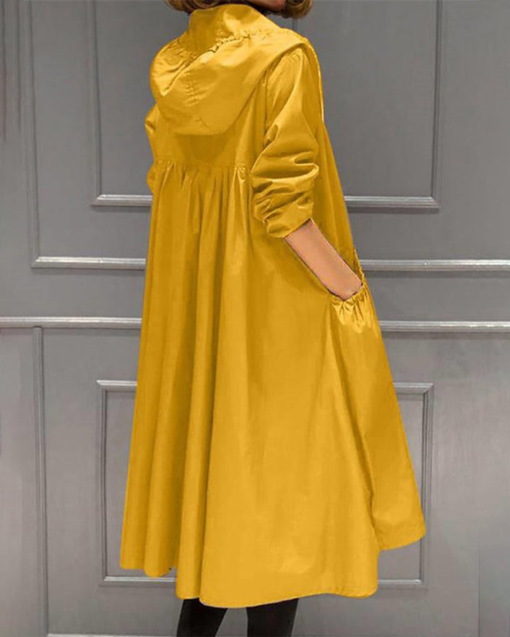 Sylvie | Stilvoller, wasserabweisender langer Trenchcoat mit Kapuze für Damen
