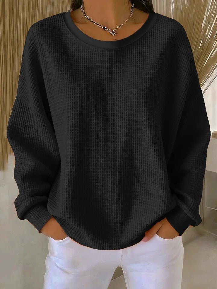 Ellora | Relaxed Textured Waffle-Knit Sweater