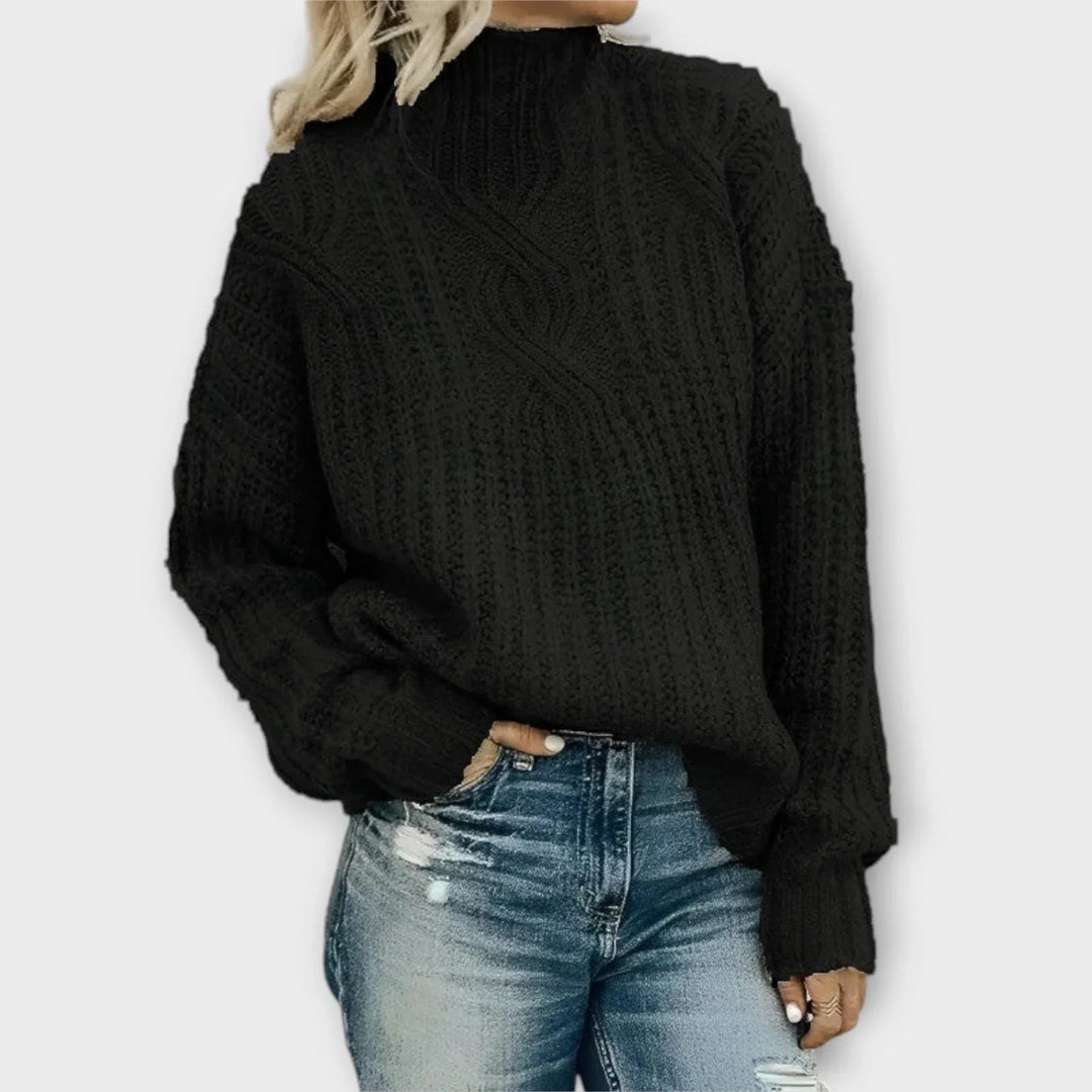 Seraphina | Elegant High-Neck Cable Knit Sweater