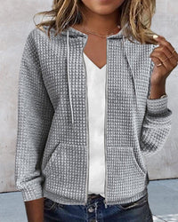 Hazel | Sporty Zip-Front Hooded Lightweight Cardigan