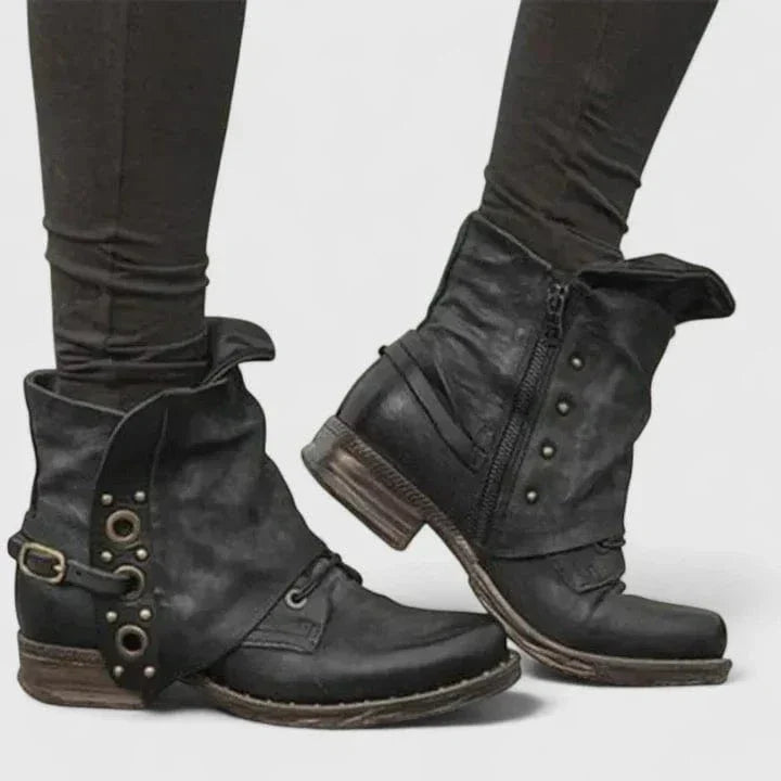 Wysteria | Robuste Ankle Boots für Damen aus Used-Leder