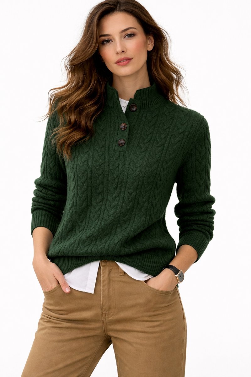 Elisabeth | Cable Knit Sweater – Stylish Roll Neck for Women