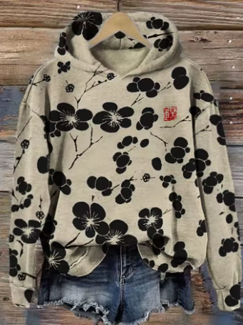 Olivia | Floral Strick-Hoodie for Women – Cozy Oversized Style