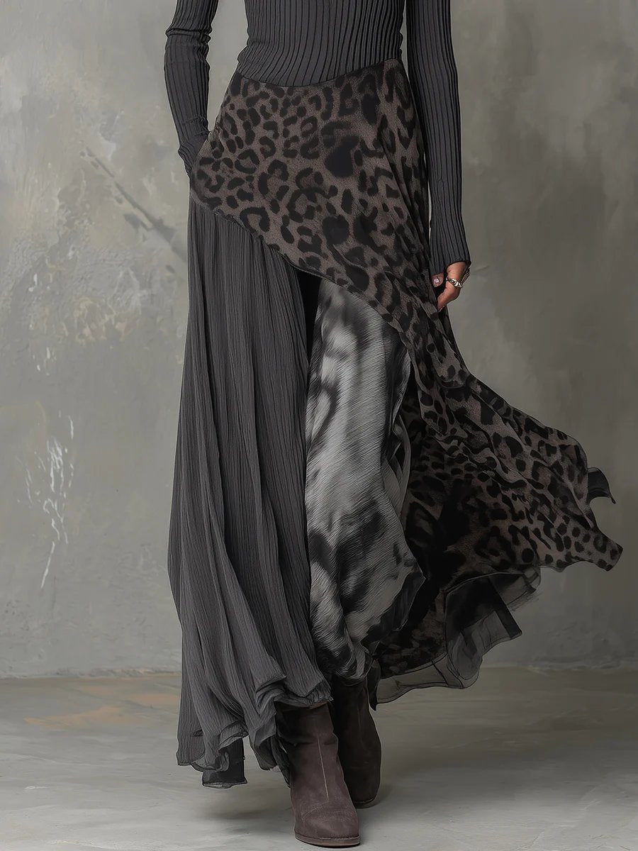 Elouise | Elegante abito lungo leopardato a coste