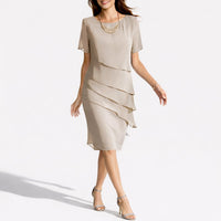 Elysiane | Gestuftes Chiffon-Midikleid für Damen als Hochzeitsgastkleid im Herbst