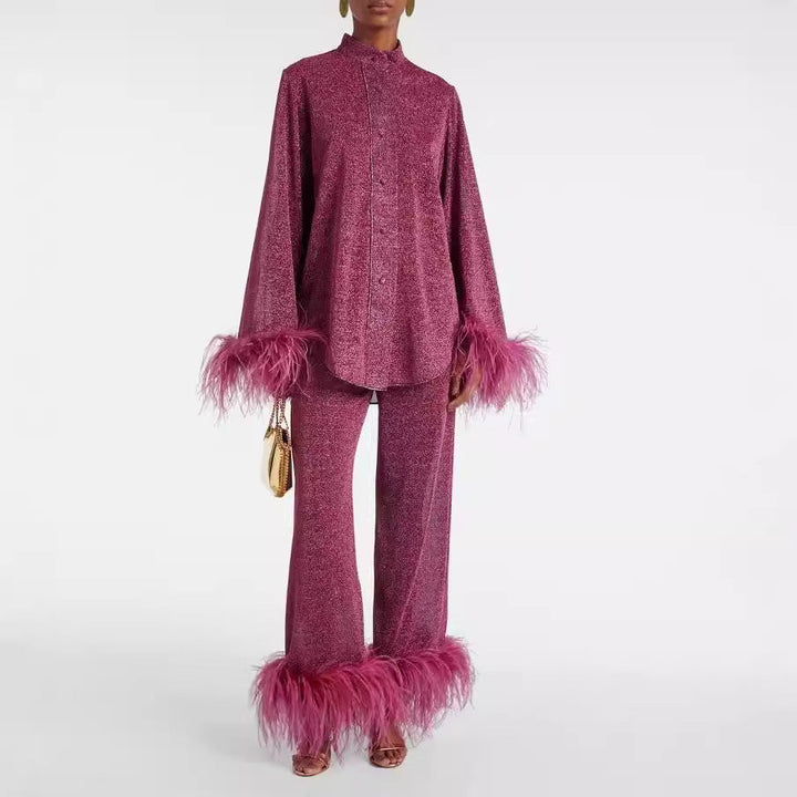 Colette | Completo elegante con pantaloni e capo a maniche lunghe con bottoni sul davanti