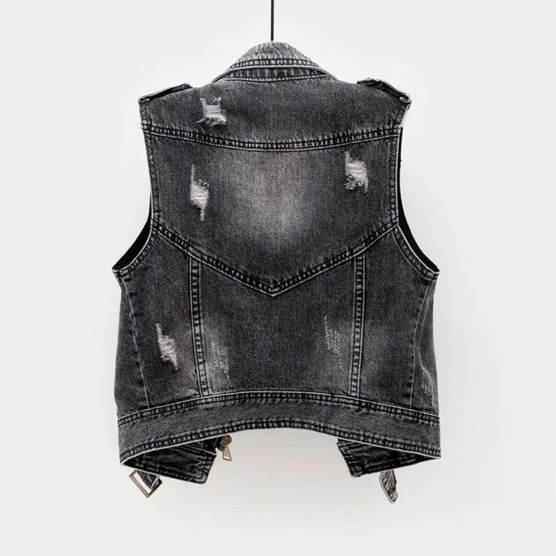 Ravelle | Asymmetrische Destroyed-Jeansweste