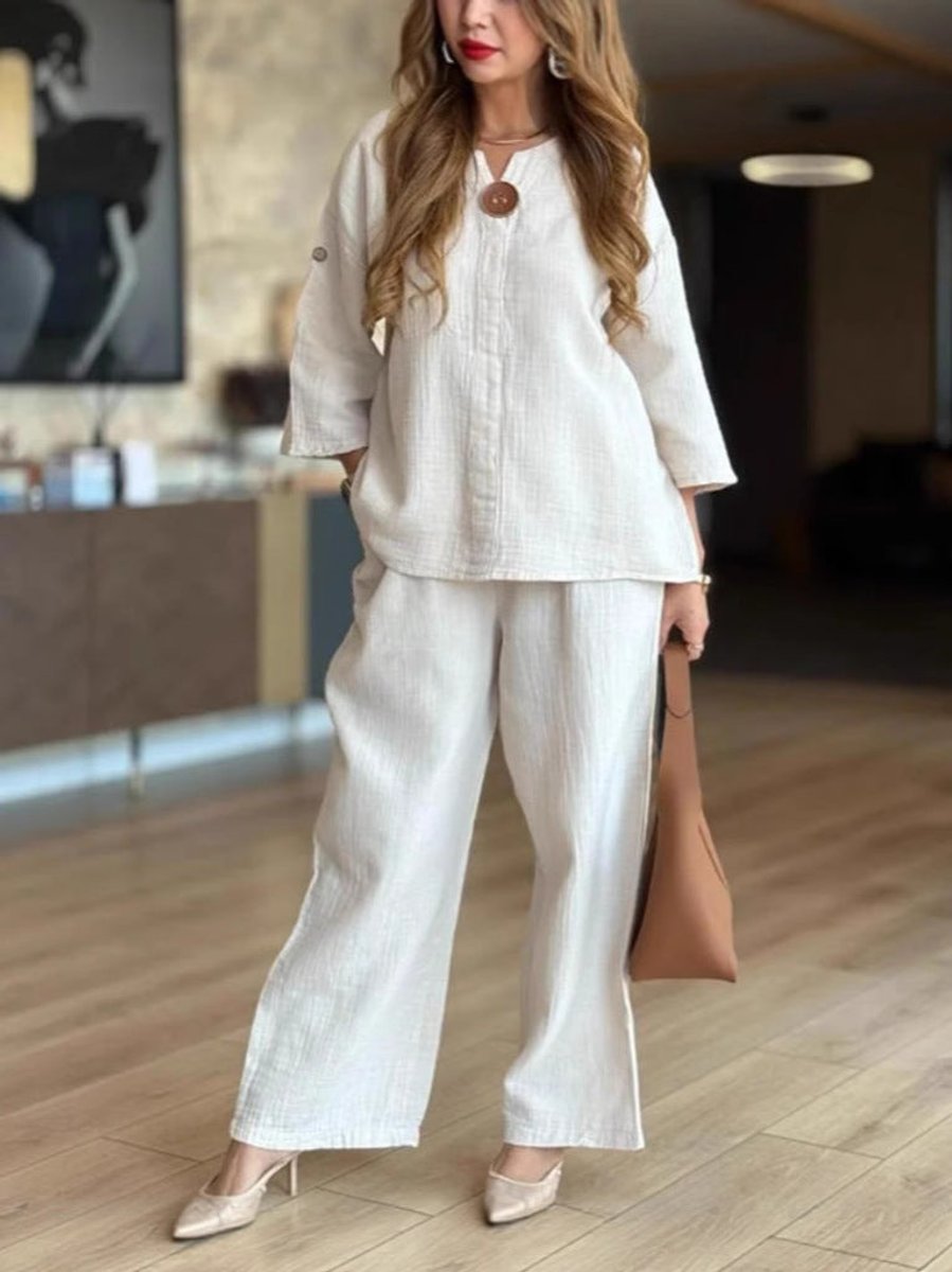 Linara | Set aus legerer Tunika mit 3/4-Ärmeln und Hose mit weitem Bein