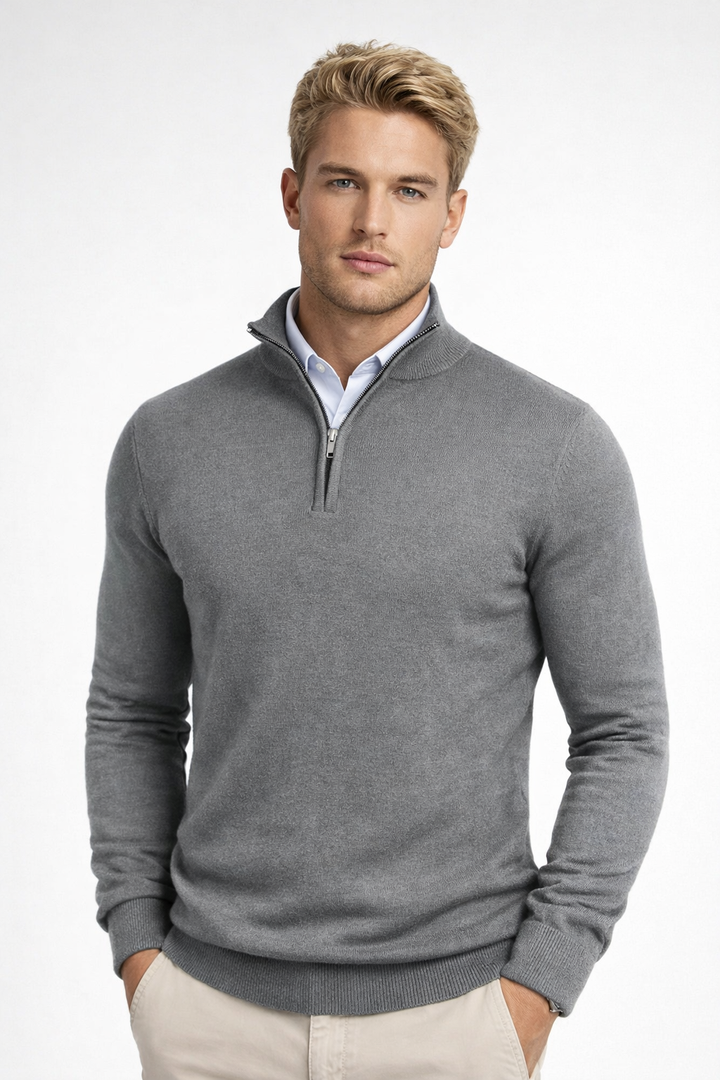Everline | Modern Half Zip High Neck Sweater