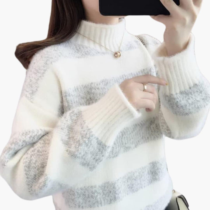 Soleil | Sweater – Soft Striped Knit Roll Neck Style for Women