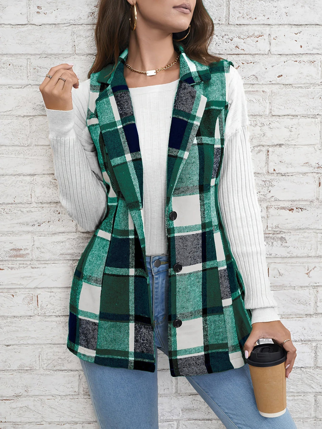 Drunelle | Elegant Tailored Check Waistcoat