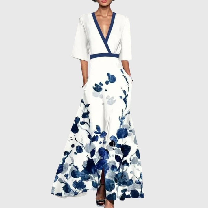 Elowen | Women's Floral 3/4 Sleeve Maxi Wrap Dress