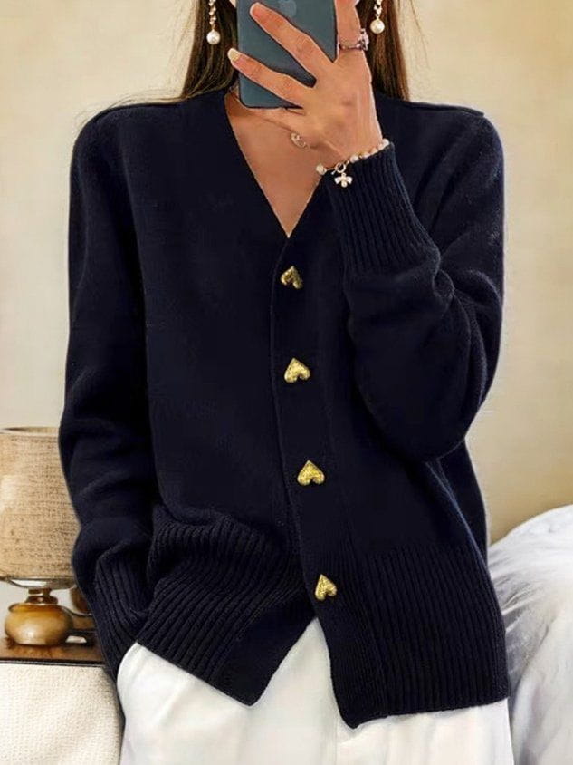 Veloura | Gilet in maglia con bottoni a cuore