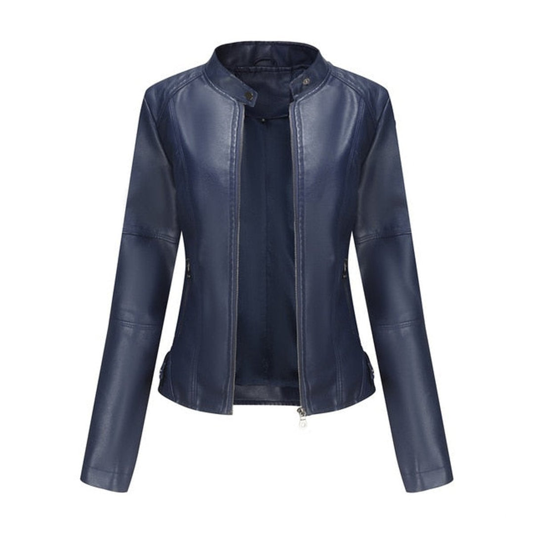 Florence | Cropped Faux Leather Jacket – Stand Collar Style for Women