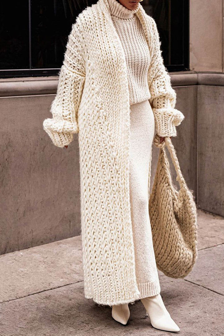Marielle | Übergroßer, grob gestrickter Longline-Cardigan