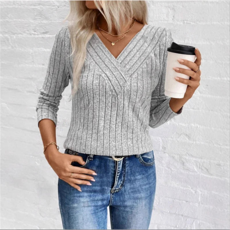 Elara | Eleganter Damenpullover mit strukturierter Streifenoptik