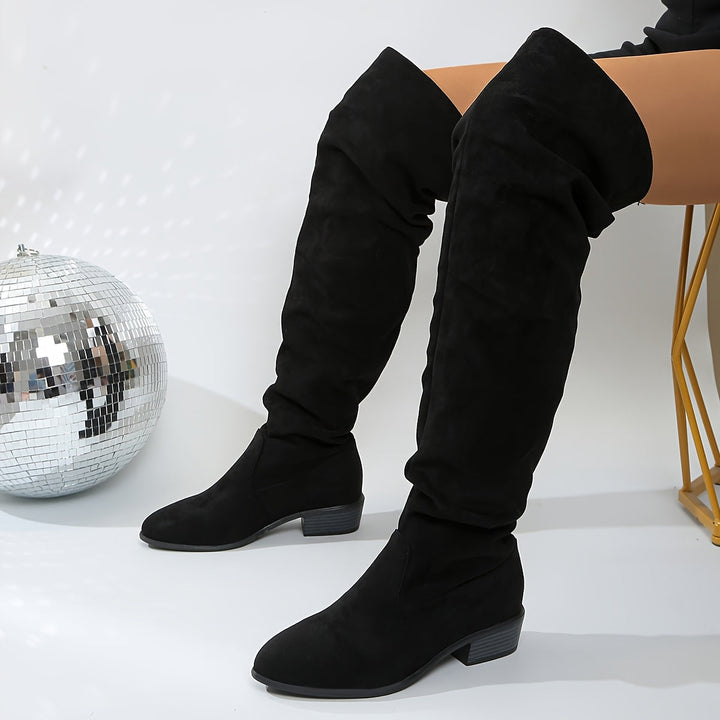 Seraphine | Lässige Slouchy-Stiefel für Damen mit Overknee-Schaft und Blockabsatz