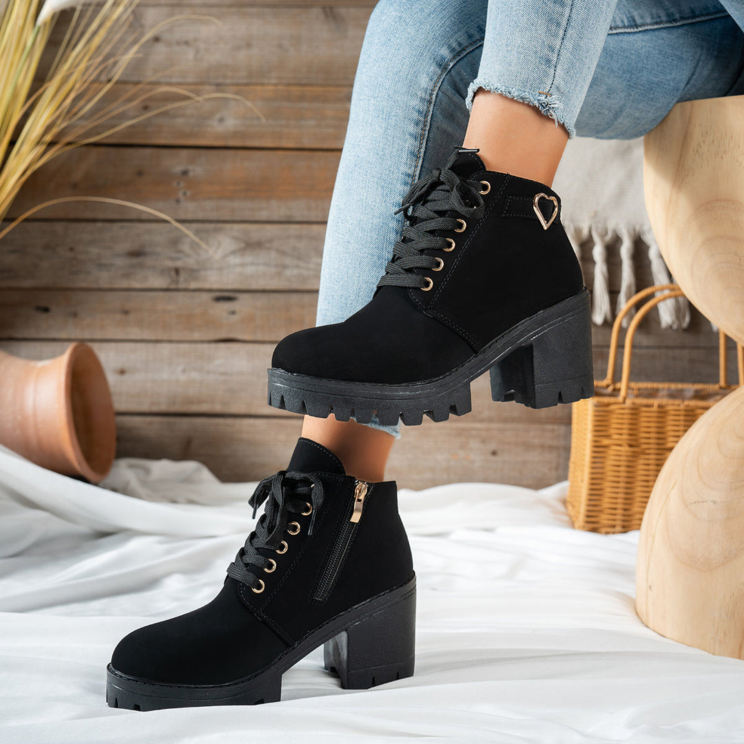 Alurelle | Stivaletti chic da donna con lacci e tacco largo