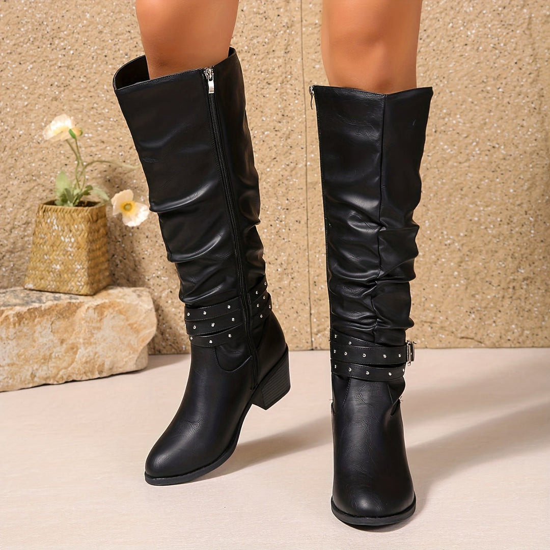 Velmira | Lässige Slouchy-Stiefel für Damen mit knöchelhohem Schaft und Blockabsatz
