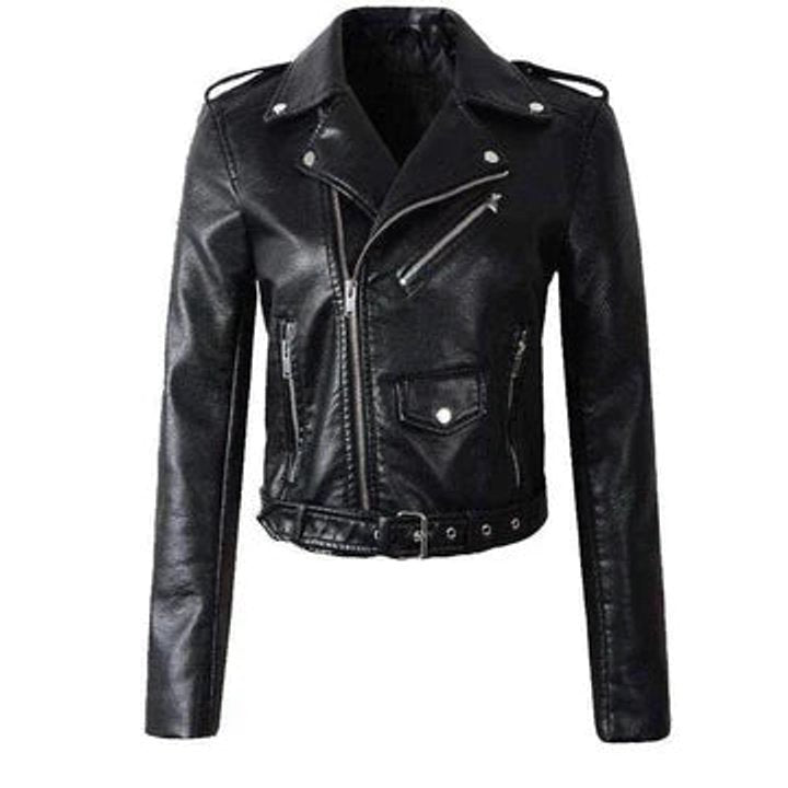 Rosie | Cropped Biker Faux Leather Jacket – Edgy Moto Style for Women