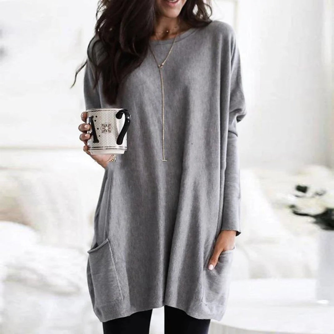 Aurelia | Oversized Pocket Long-Sleeve Tunic Sweater