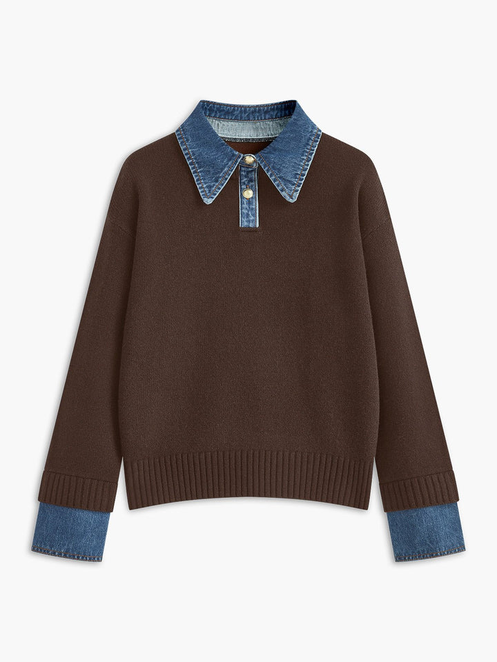 Camille | Strick-Poloshirt mit Jeanskragen