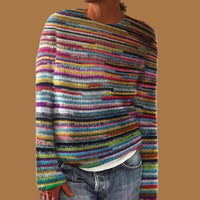 Rosalie | Farbenfroher grob gestrickter Pullover mit Streifen