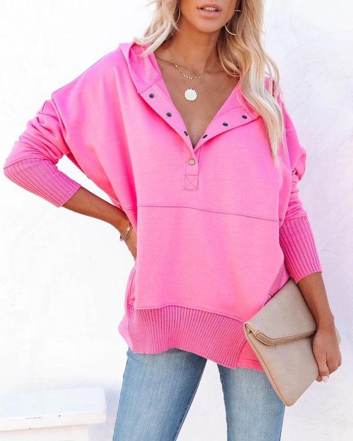 Rosielle | Relaxed Longline Hooded Drawstring Tunic Sweatshirt