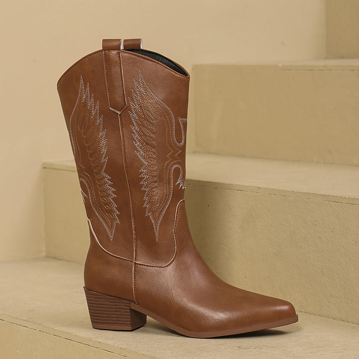 Freya | Kniehohe Cowboystiefel mit weitem Schaft für Damen