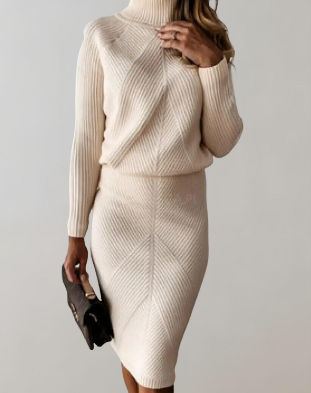 Aura | Completo elegante con maglione dolcevita in maglia e gonna aderente