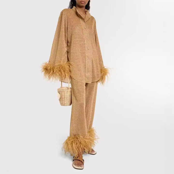 Colette | Completo elegante con pantaloni e capo a maniche lunghe con bottoni sul davanti