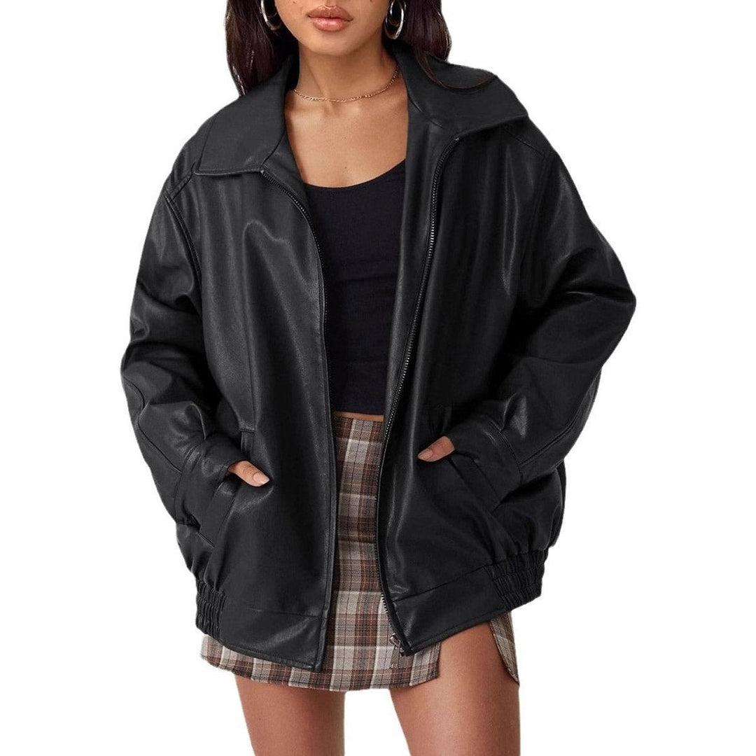 Ava | Bomber Jacket – Oversized Faux Leather Style for Women