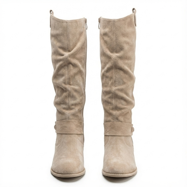 Vespera | Lässige Slouchy-Stiefel für Damen mit knöchelhohem Schaft und Blockabsatz