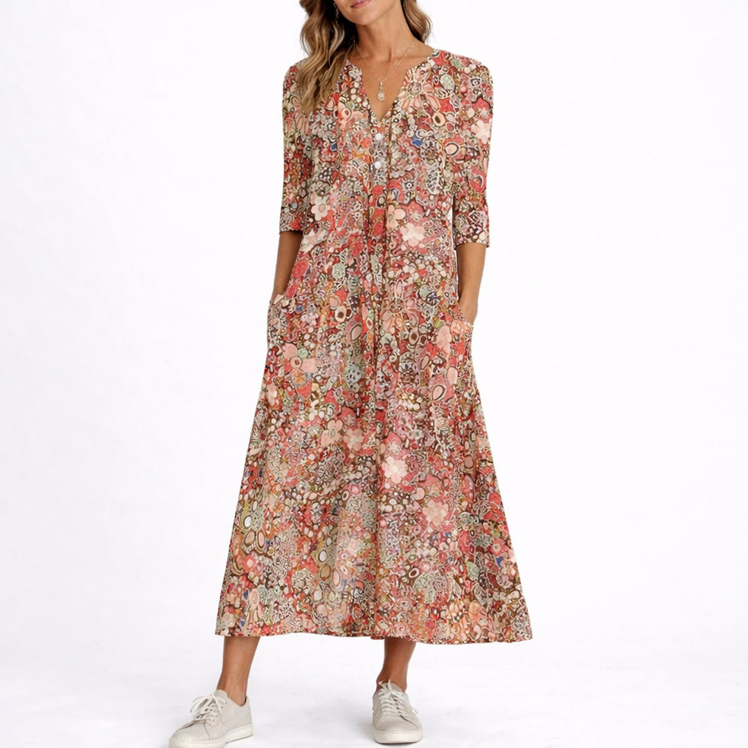 Elowen | Women's Elegant Floral Midi Dress