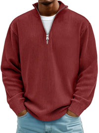 Julian | Ribbed Quarter-Zip Stand-Collar Knitted Sweater