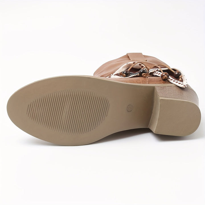 Iduna | Lässige Slouchy-Stiefeletten mit Bandana-Schleife für Damen