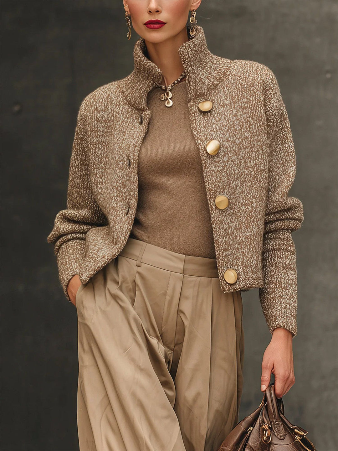 Amara | Blazer strutturato in maglia da donna con collo alto